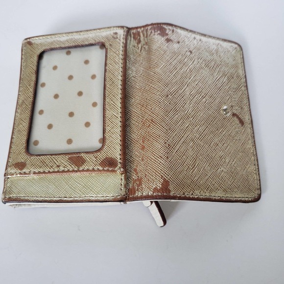 Kate Spade ID Window Wallet Coin Card Key Ring Case Metalic Gold Small Poor - Picture 6 of 8